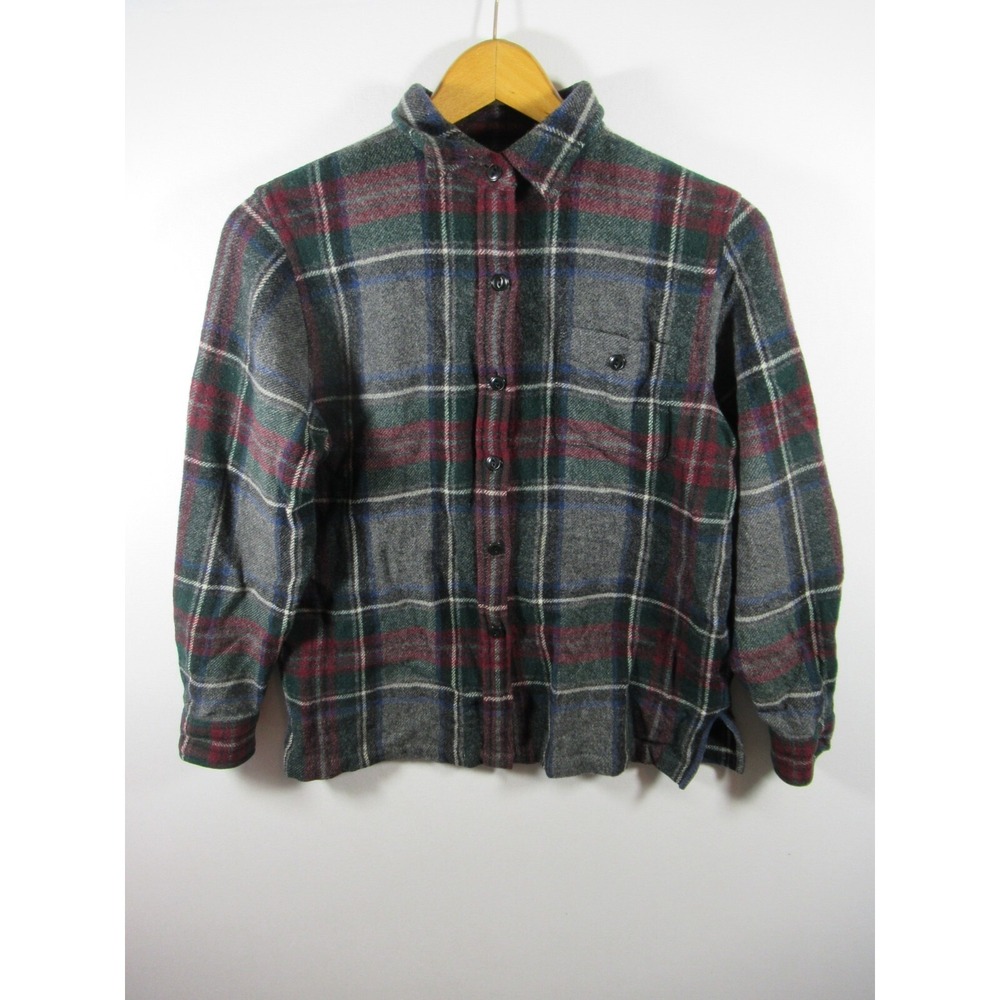 Lauren Ralph Lauren Lambswool Flannel Shirt Women Petite PM Plaid 100% Wool